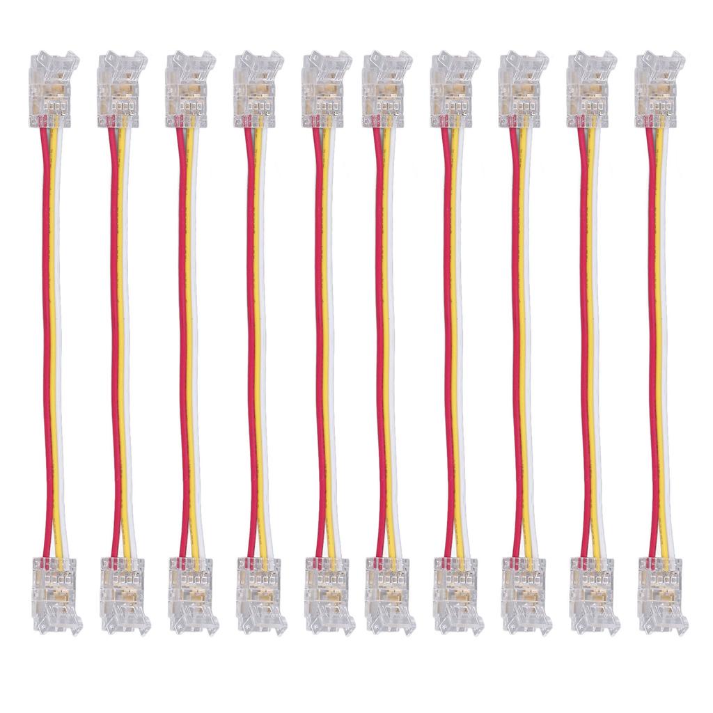 10Pcs LED Light Strip Connectors 3Pin 8mm Safe PC Strong Compatibility COB LED Strip Connectors for Home Party Office