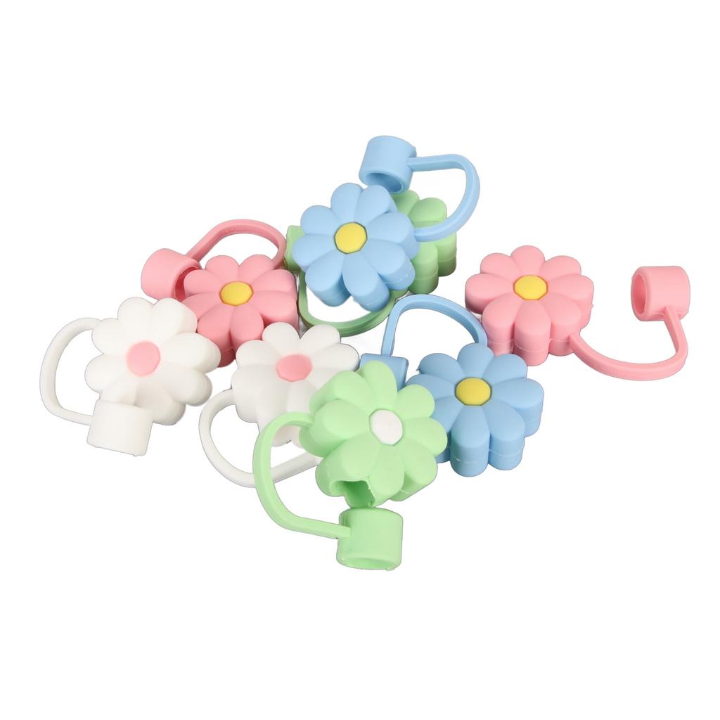 8Pcs Straw Covers Dustproof Decorative Portable Odorless Reusable Silicone Straw Toppers for Party Shopping Home