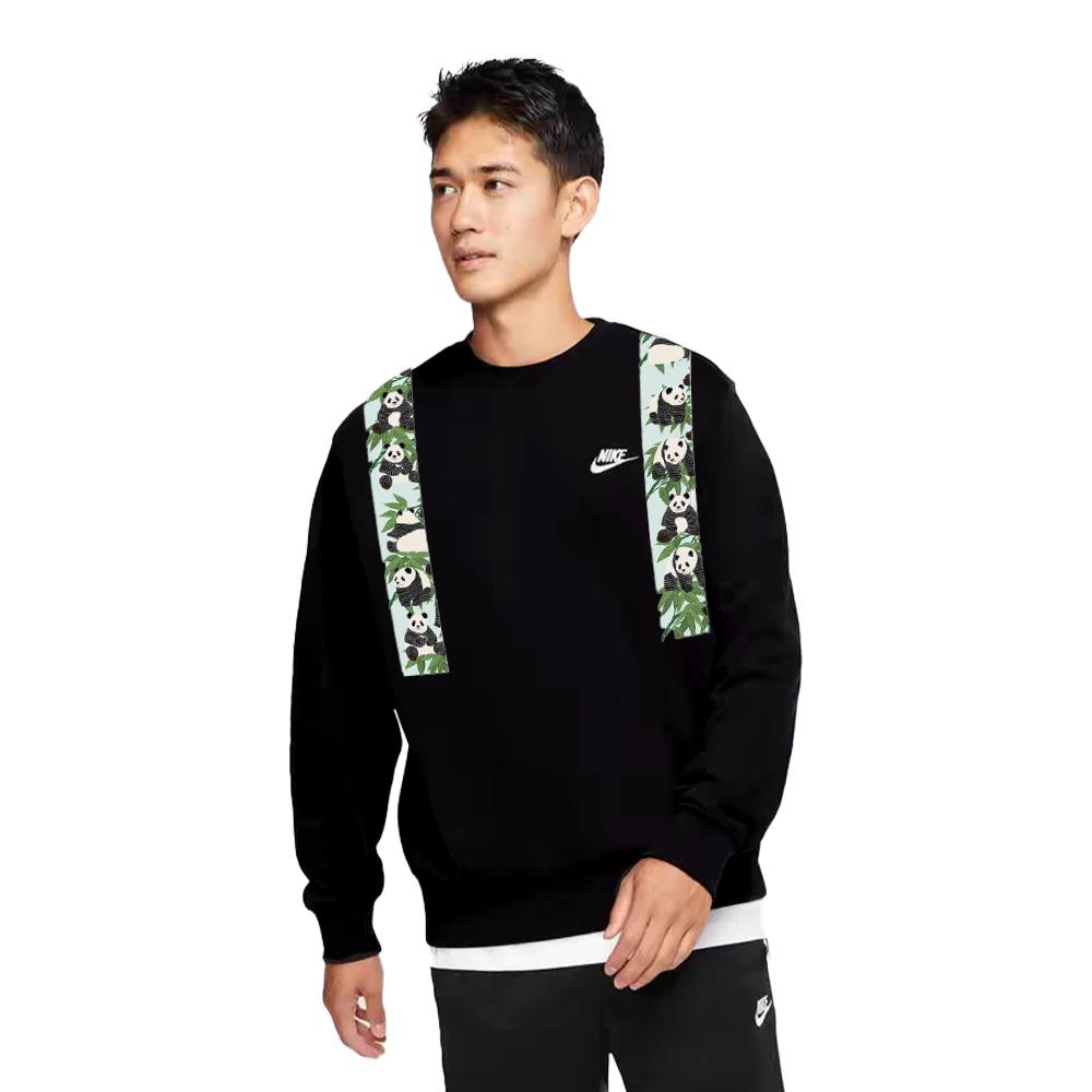 Nike Patchwork Panda Embroidery Breathable Fashion Outdoor Sports Letter Logo Crewneck Sweatshirt Unisex sweatshirt Black BV2667-010(TEAM702-C5)
