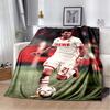 1.FC Köln German Fan Slogan Flannel Throw Blanket, Red White Club Crest & Flame Border Print, Soft Warm Fleece for Bundesliga Football Fans Sofa Bed