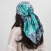 Square Silk Scarves Fashion Women Hijab Shawls Cashew Flower Print Kerchief Femme Head Scarf Foulard Bandana Beach Pareo 90*90Cm