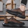 Crocodile Print Men Shoes Retro Design Leather Casual Sneakers Summer Platform Walking Shoes for Men New Slip On