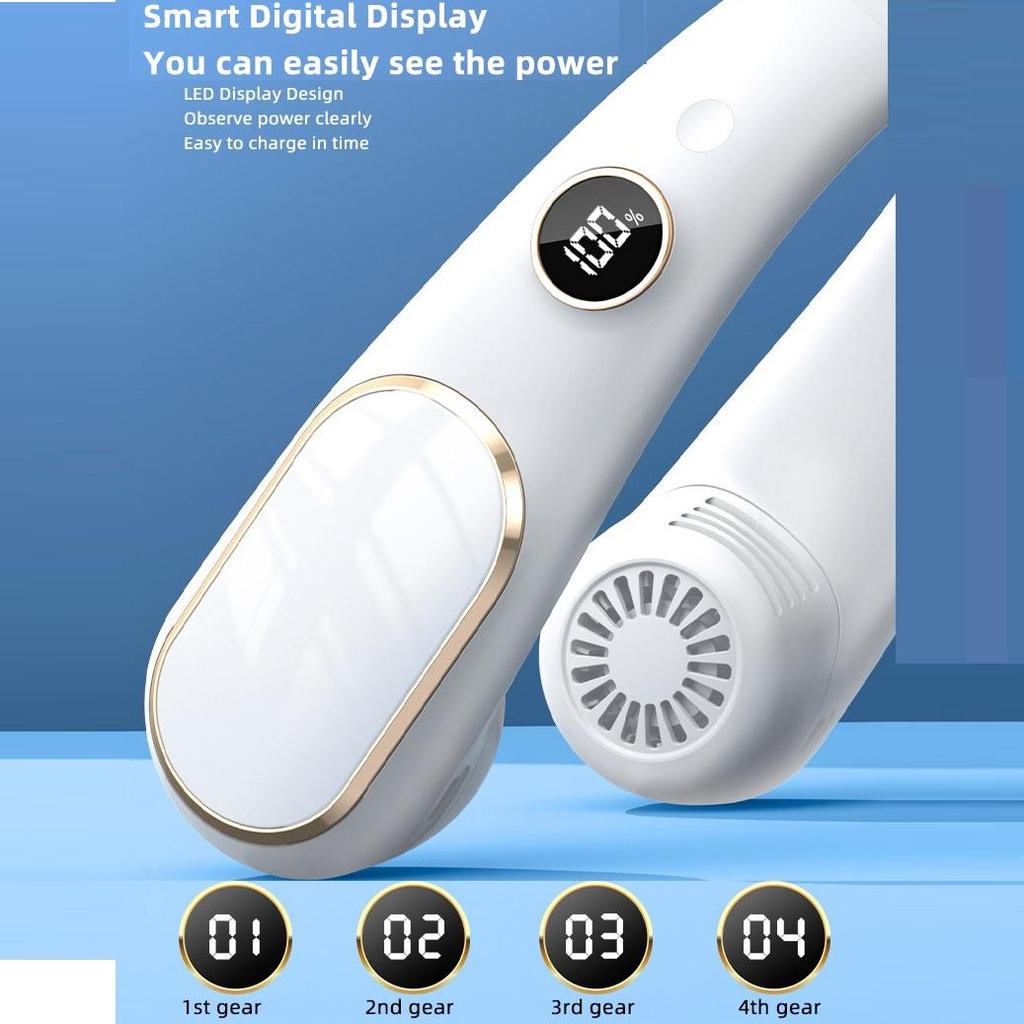 New Hanging Neck Fan USB Charging Portable Small Fan Student Office Sports Digital Display Hanging Neck Fan Portable Summer cool