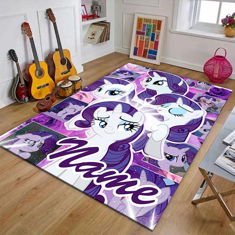 Custom My Little Pony Mat Personalized Name, Polyester Washable Indoor Entryway Rug, Gift for Christmas, Easter, Thanksgiving Day