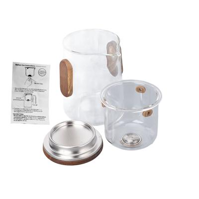 Teekanne Borosilikatglas Reise-Teekanne mit Sieb 330ML Auslaufsicher für losen Tee Holzfarbe