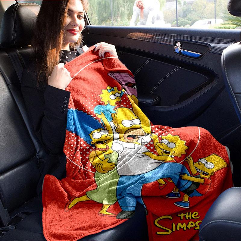 Simpsonovi kreslená deka, krátký plyšový roztomilý teplá deka, dekorace obývacího pokoje, pohovka, čtyři roční období, cestování