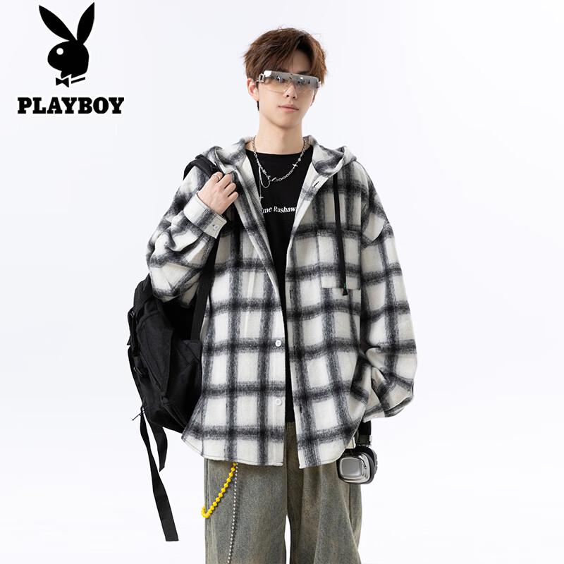 Playboy American Retro Plaid Hooded Shirt S