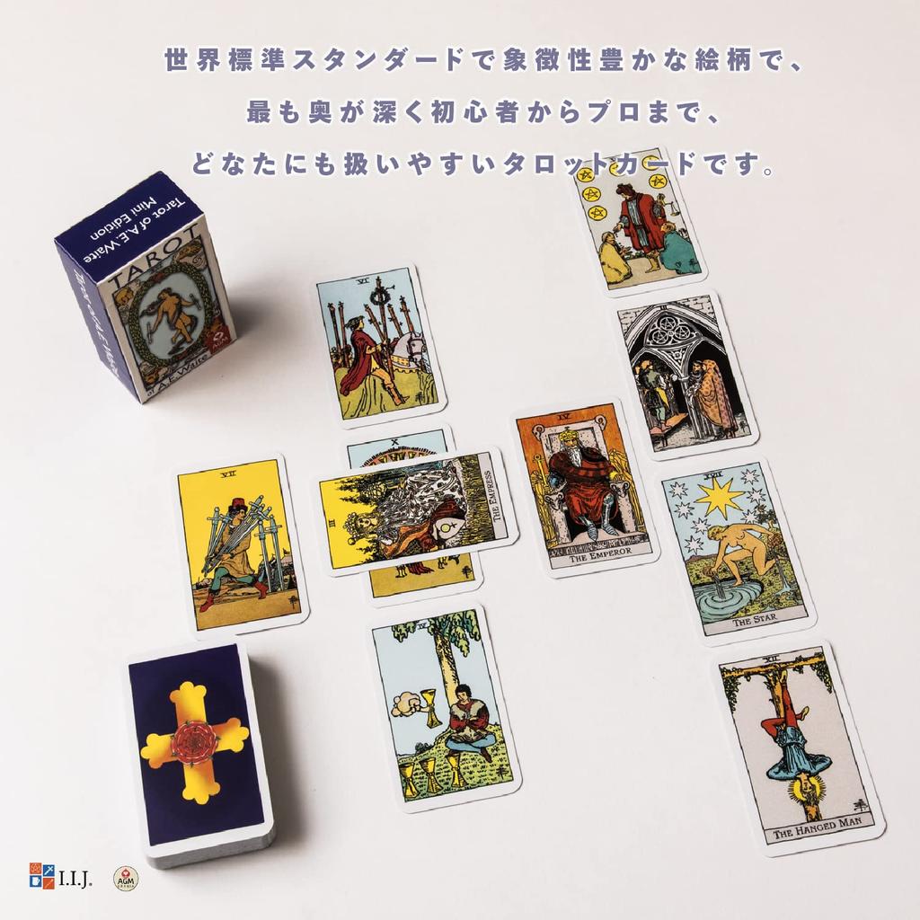 Tarot Arthur Edward Blue Tarot of 78 Pocket Tarot with Japanese Authentic I.I.J. Cards, Rider-Pocket, Edition, A.E. Waite, Cards, Size, Reading,