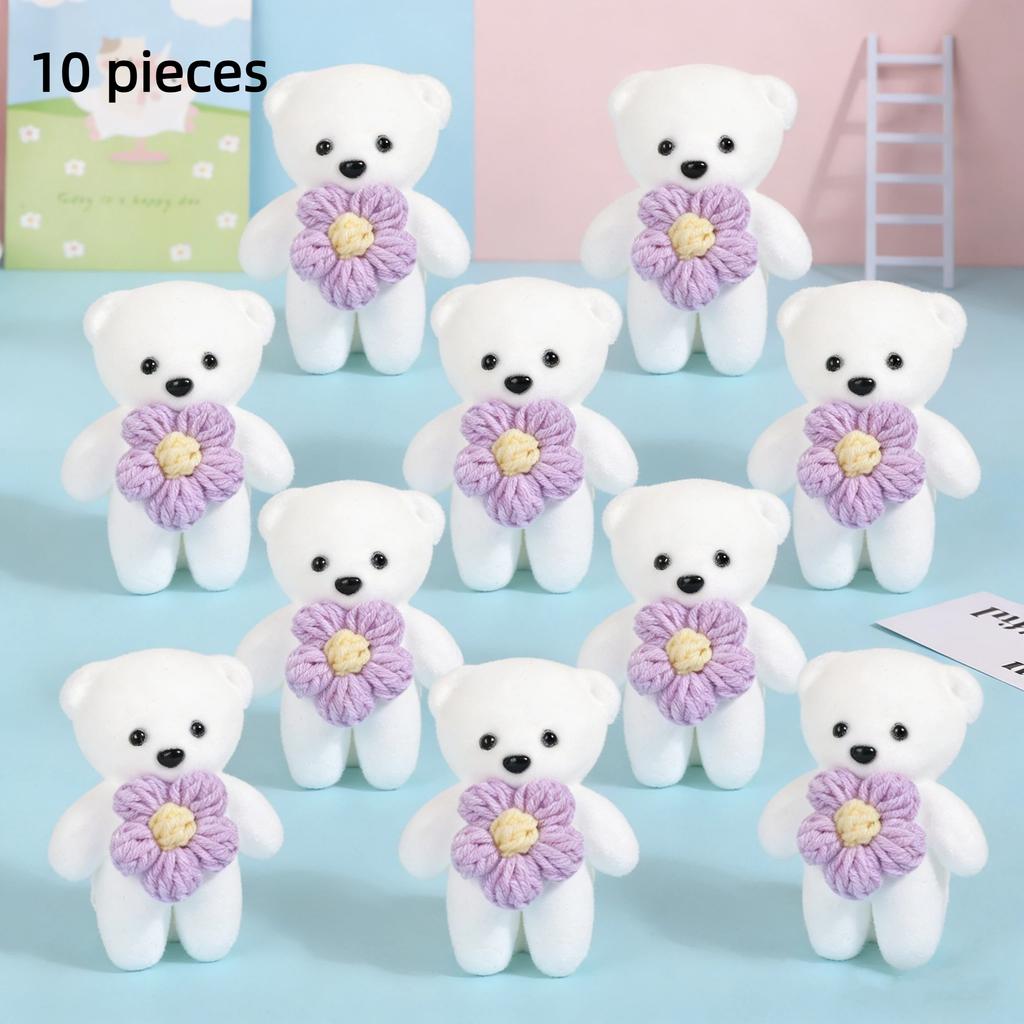 7/10Pcs Valentines Day Gift Bouquet Bear Ice Cream Flower Bear For Wedding Bouquet Cute Bear Beautiful Flower Gift Home Decor
