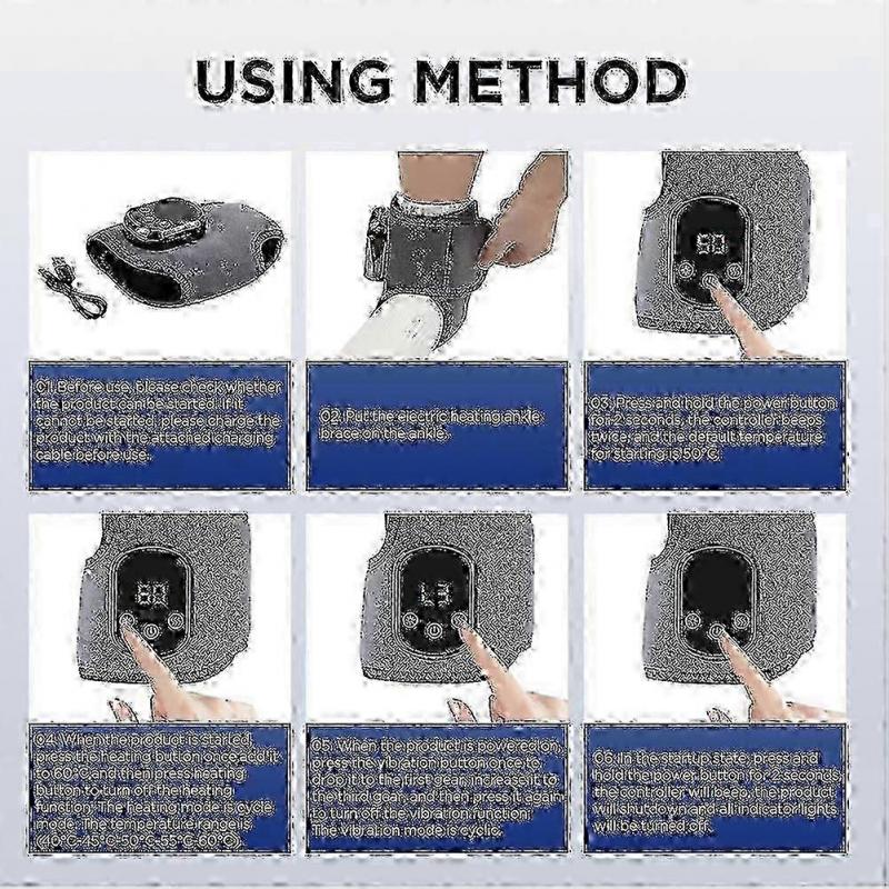 2x 2025 Emsense Foot Massager Wireless Portable Triple Method 3 Vibration Mode Heated Ankle Wrap For Home Office Travel-jinmu3