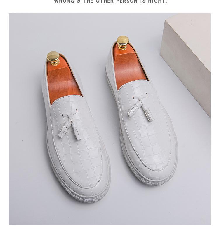 Men's British Retro Tassel Leather Slip-On Loafers - Plus Size Casual Shoes