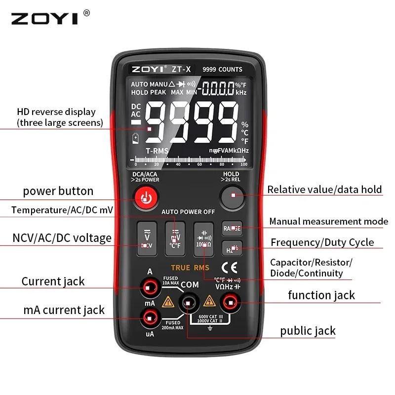 Premium ZOYI ZT-X Digital Multimeter 9999 Counts High Precision Auto Range NCV VFC Micro Current Voltage LCR Tester