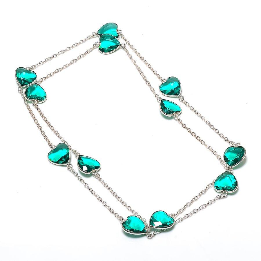 Natural Indicolite Tourmaline 925 Sterling Silver Jewelry Necklace 18  ASN-6081