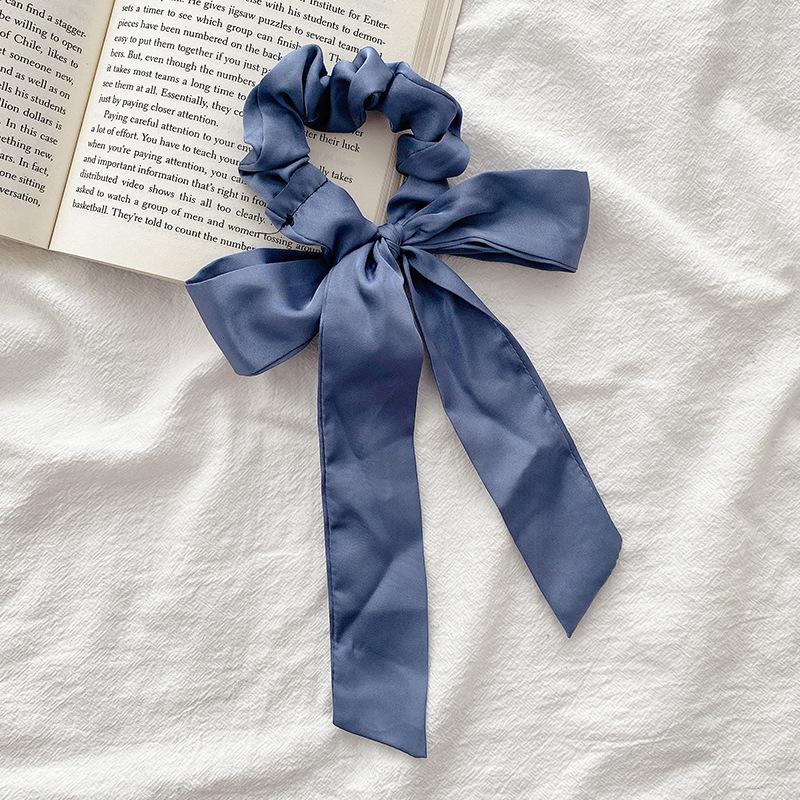 

Satin Large Intestine Sweet Hair Band Simple Bow Fashionable Black Mourning Hair Rope as the picture