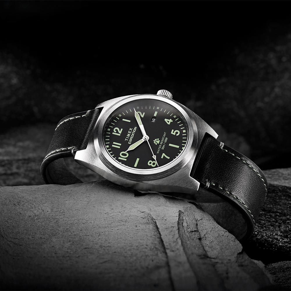 [Timex] Expedition Capstone Black Leather Watch 39mm TW2Y30700
