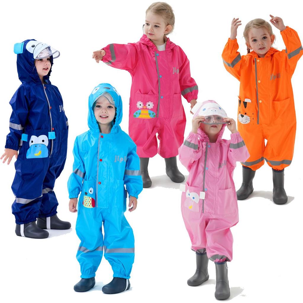Children's 3D Cartoon Rain Poncho with Reflective Strips - Boys, Girls, Toddlers, Kindergarteners
