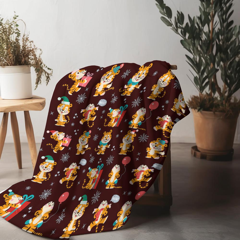 

Soft Fluffy Throw Blanket Cute Tiger Animal Pattern Bedspread Couch Cover Home Decor Gift Cozy Warm Living Room Decor 75x90cm