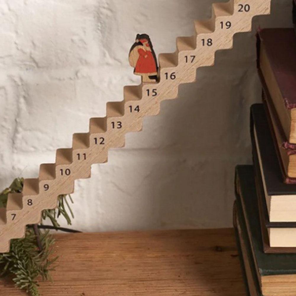 Countdown To Christmas Calendar Creative Wooden Stairs Climbing Santa Claus Travel Christmas Advent Calendar For Home Decoration