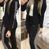 Autumn   Women's Long Sports Leisure Suit - Zipper-Trimmed Patchwork Plaid Set