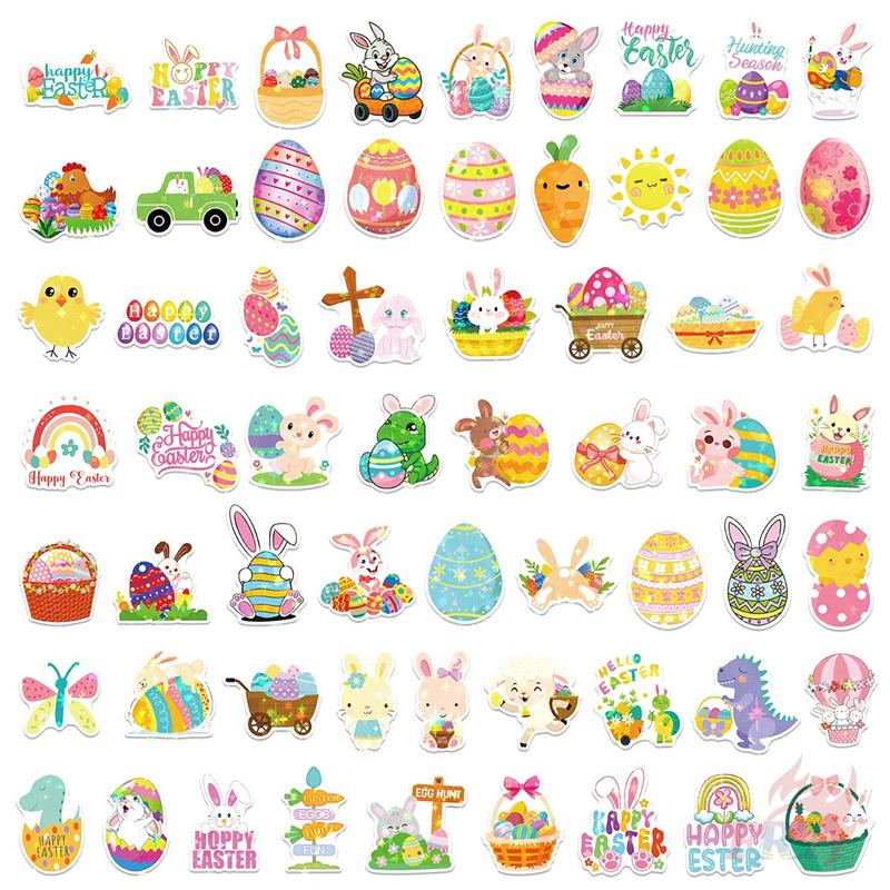 50Pcs/Set Happy Easter Series 01 Shiny Stickers DIY Fashion Waterproof Doodle Decals Stickers