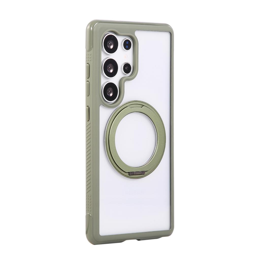 For Samsung Galaxy S25 Ultra Magnetic Case Stress Relief Kickstand TPU+PC Transparent Phone Cover with Wrist Strap