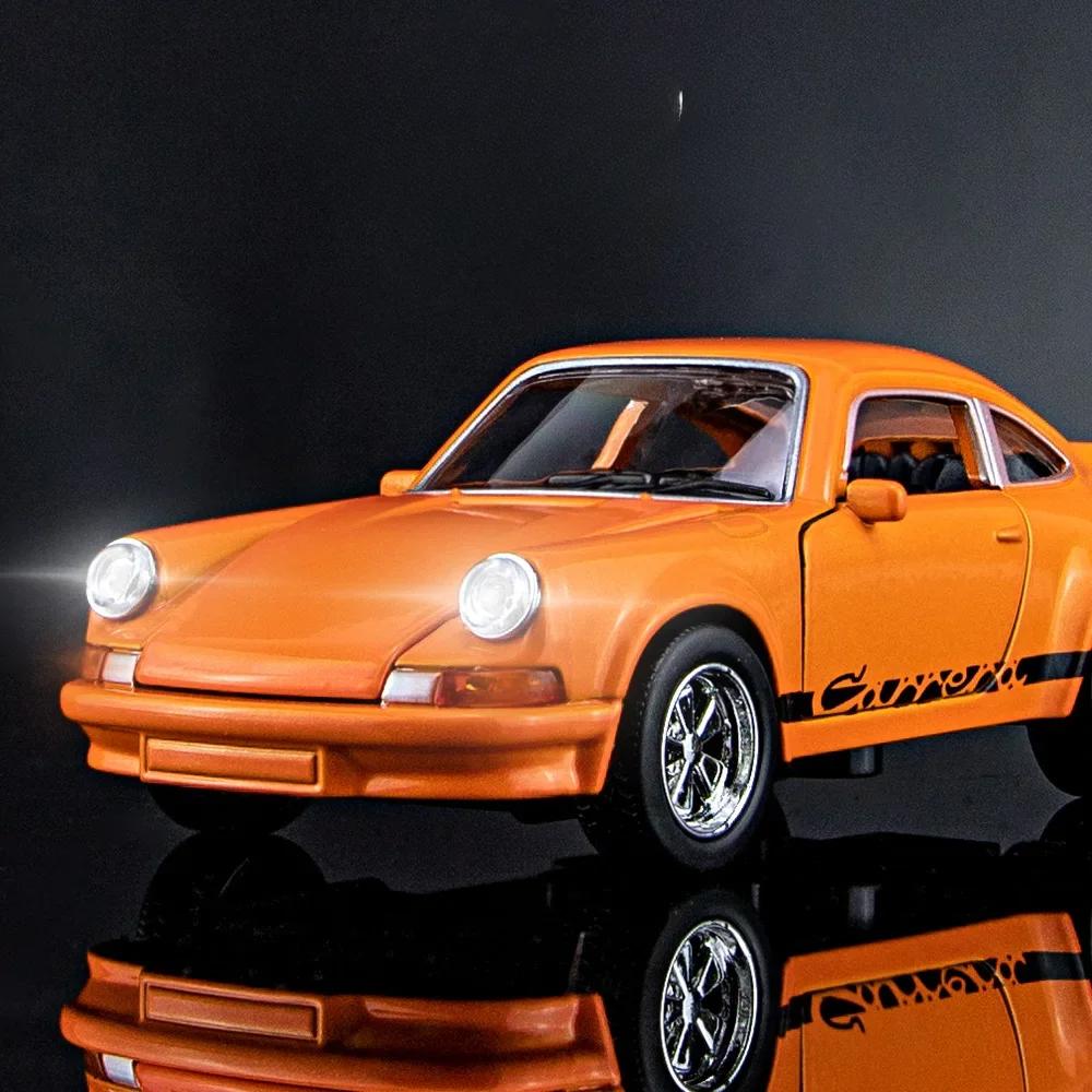 1/36 Scale Porsche Carrera 911 1974 Simulated Alloy Car Model Pull Back Sound and Light Toy Model Decoration Boy Gift