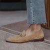 Fashion Spring/Autumn Women Loafers Sheep Suede Leather Shoes for Women Round Toe Chunky Heel Shoes Casual Bow-knot Low Heel Women Pumps