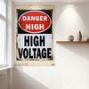Vintage 'DANGER HIGH VOLTAGE' Rusty Tin Sign Industrial Electrical Warning Metal Plaque for Wall Decor, Aged Rustic Safety Sign