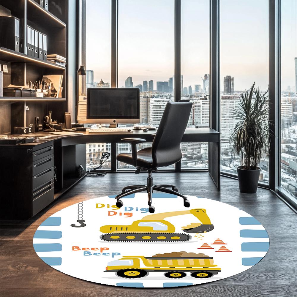 Graafmachine Bedrukte Ronde Vloerkleed Tapijt Stoelkleed Gebiedskleed Entree Deurmatten, voor Kantoorstoel Woonkamer Slaapkamer Keuken.