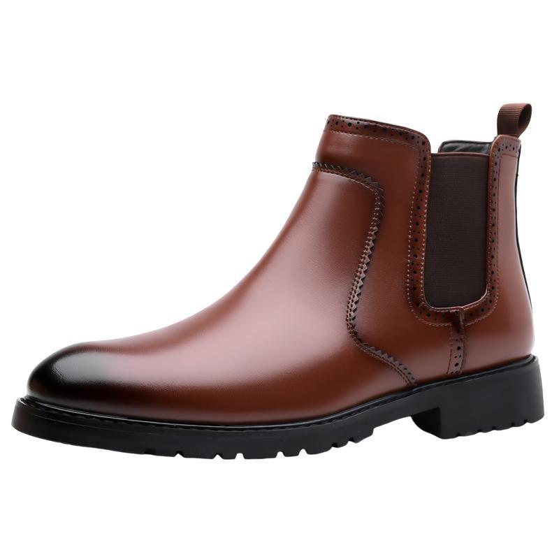 Mid-top Chelsea Boots Men's British Leather Shoes Business Martin Boots Ankle Boots