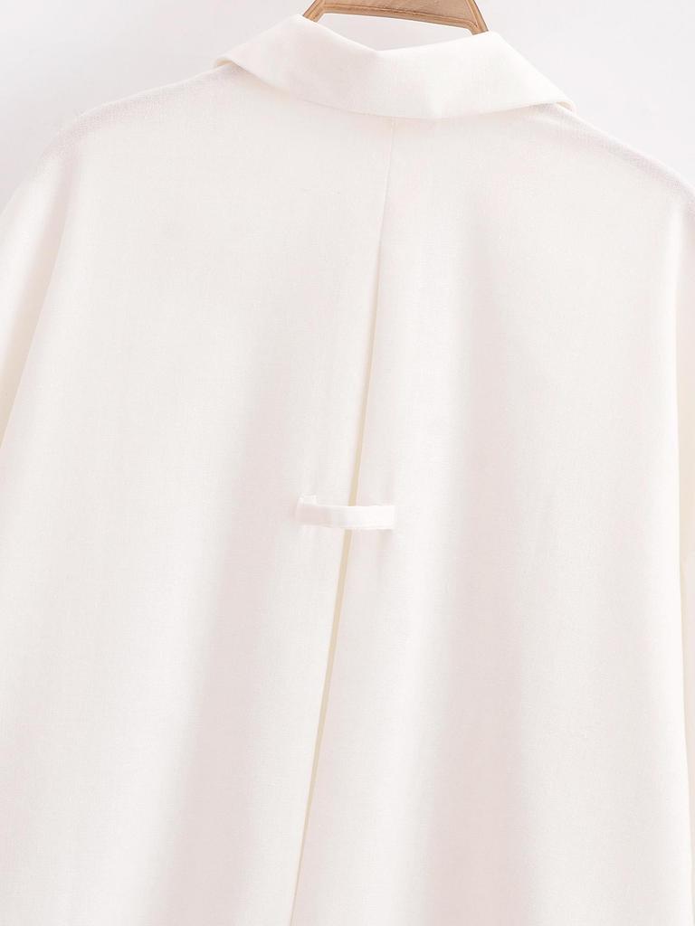 2025 Spring Women's European & American Style Linen Mid-Sleeve Shirt - Fashionable & Versatile