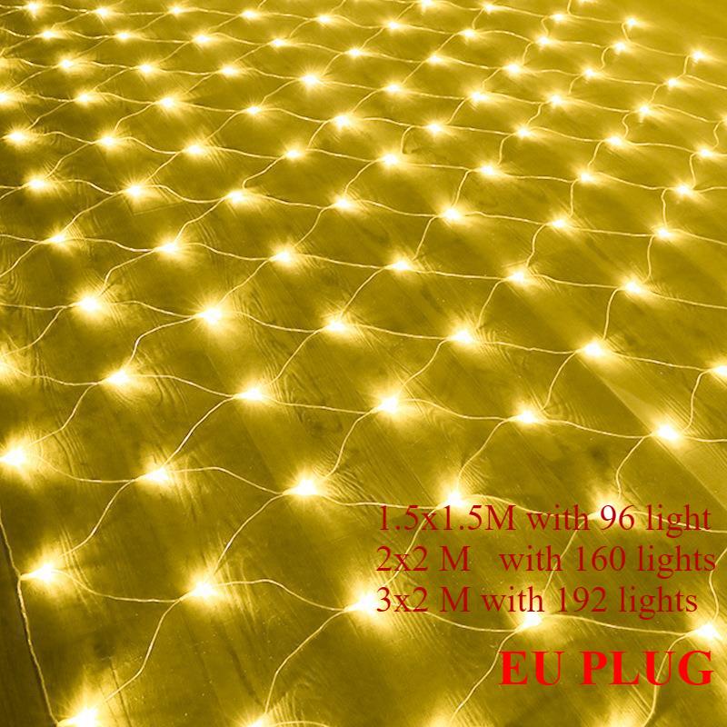 1pc 192LED EU Plug LED Net Mesh String Decorative Lights,3*2M Christmas Window Decoration Mesh Lights For Garden Party Weddings