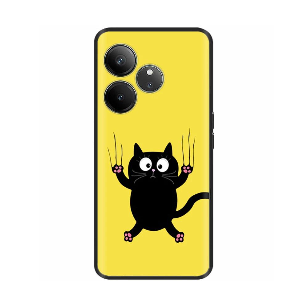 For Realme GT 6 GT 6T Case Black Silicone Luxury Bumper Cute Soft TPU Phone Cases For Realme GT6 5G Cover Shells Coque 6.78''