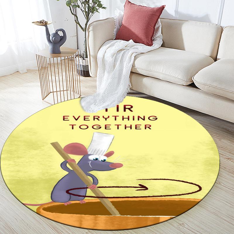Ratatouille pattern round rug,Carpet Rug for Living Room Bedroom Playroom ,Non-slip Floor Mat,Holiday Gifts and Birthday Gifts.