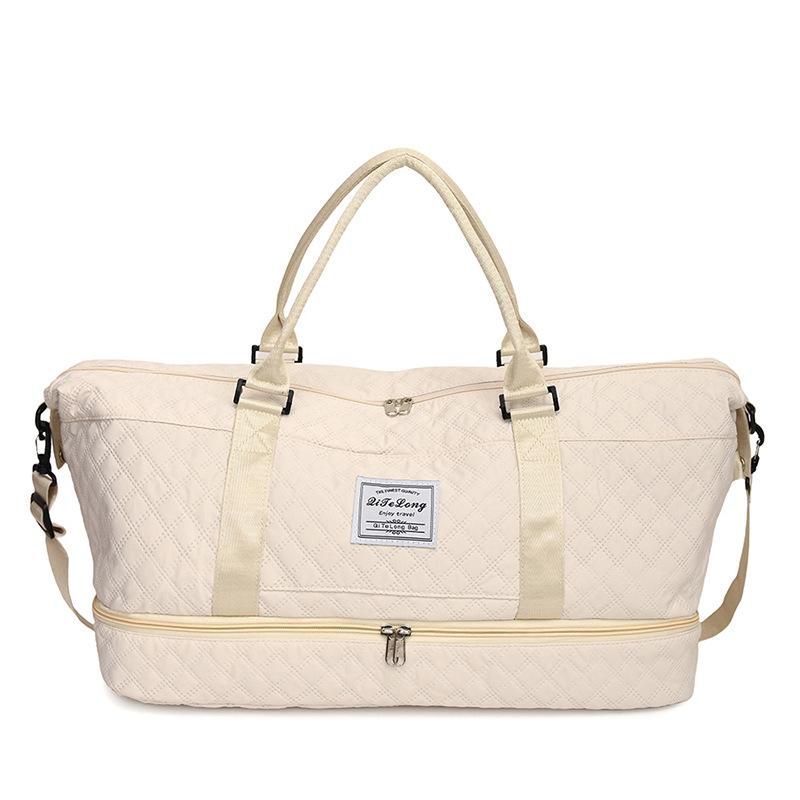 Short Outing Sports Bag Casual Simple Rhombus with Shoes Compartment Portable Travel Bag Dry and Wet Separation Fitness Bag