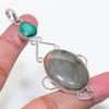 Natural Picture Jasper, Jade 925 Sterling Silver Jewelry Pendant 2.96" AP-16097