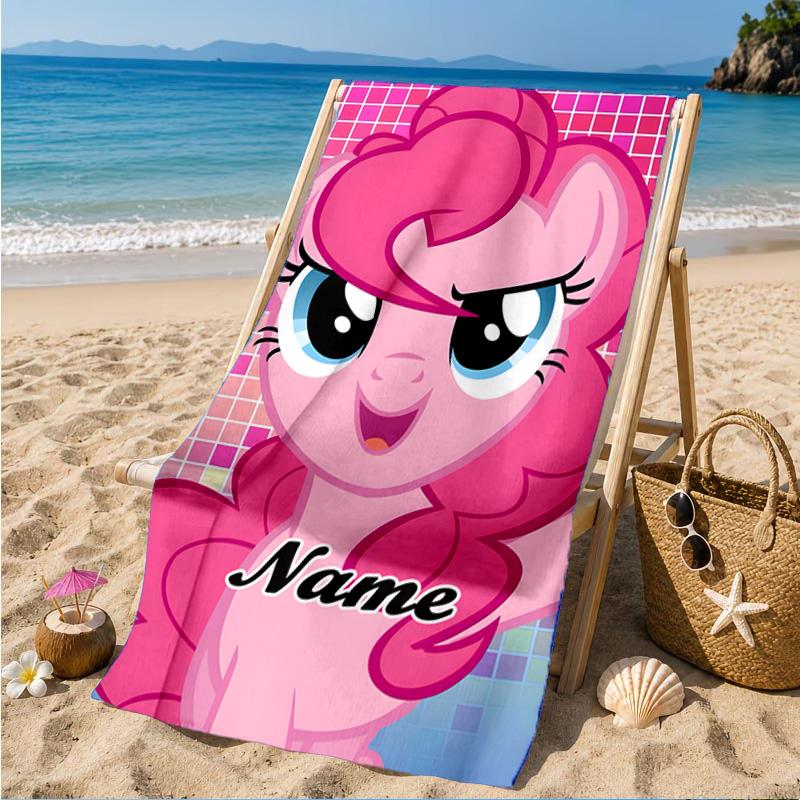 Custom Name Pinkie Pie's Bold Adventure Beach Towel Microfiber Beach Towel, Lightweight and Quick-Dry, for Summer Travel, Swimming Pool Gift