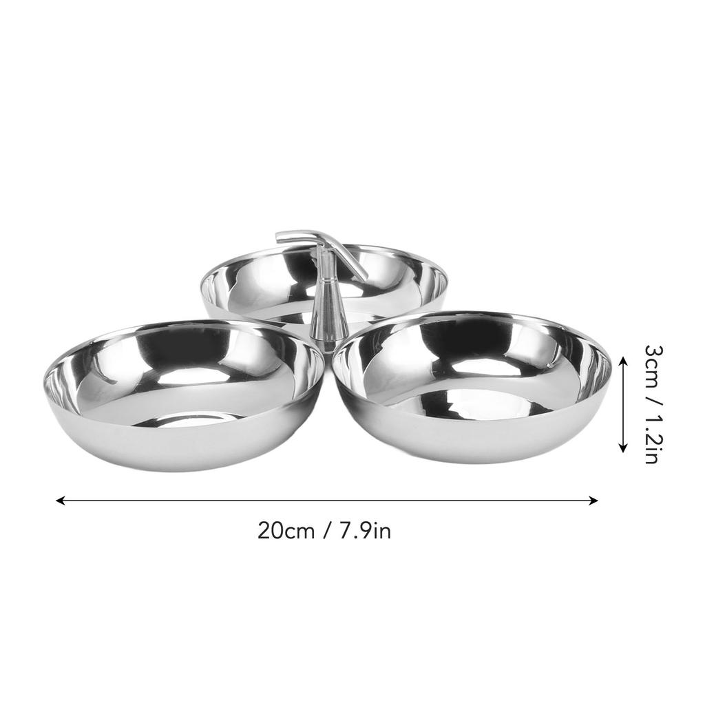 Stainless Steel Snack Plate 3 in 1 Snack Bowl Home Desktop Snack Plates Candy Fruit Cookie Cake Storage Tray Kitchen Accessories