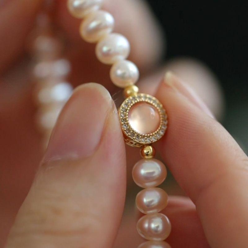 French Style Imitation Pearl Heart Bracelet Elegant Hand Jewelry Gift