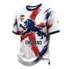 Maglia da Calcio Retro Inghilterra Leone Uomo Stampa 3D Maglietta da Calcio Traspirante Asciugatura Rapida Edizione Fan Oversize T-shirt Sportive Casual