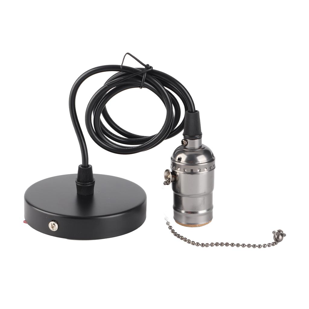 E26 Vintage Pendant Light Holder with Pull Chain Switch Lamp Base Ceiling Mounted