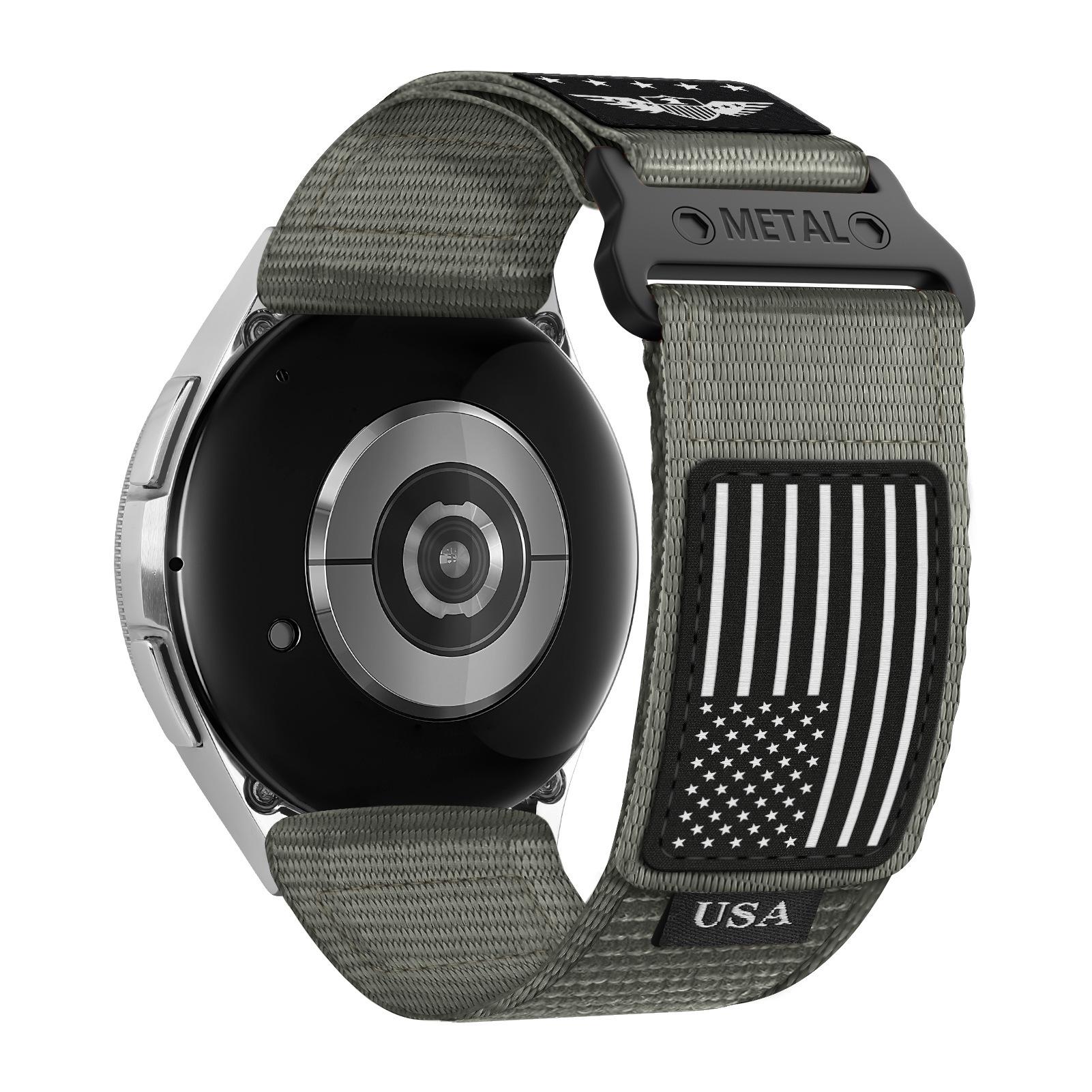 

Compatible with Samsung Watch Series 4-7 Pro (2022), Two-Section Finely Woven Nylon Trail Band, 20mm. 20mm Long сірий колір