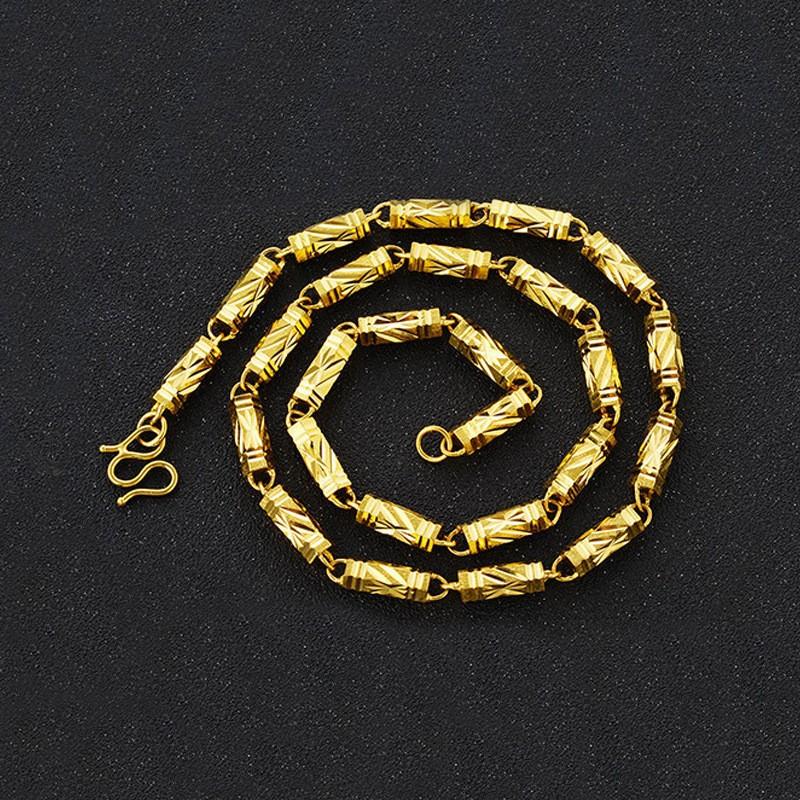

Gold Necklace Men s Hexagonal Buddha Beads Boss Chain Does Not Fade for A Long Time Copper Alloy Necklace 0.7*60CM