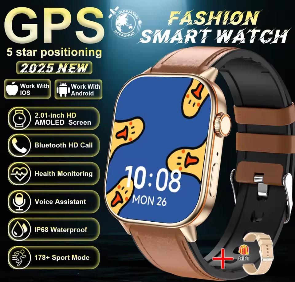 LUCKY START 2026 For Android IOS GPS Smart Watch Women 2.01" HD Screen Heart Rate Bluetooth Call Compass IP68 Waterproof Men Smartwatch