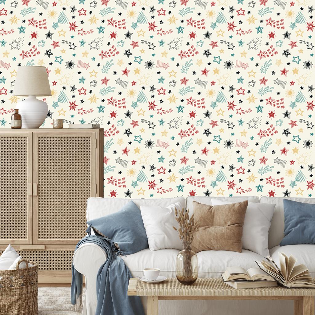 Colorful Stars Wallpaper for Living Room and Bedroom 50x1000