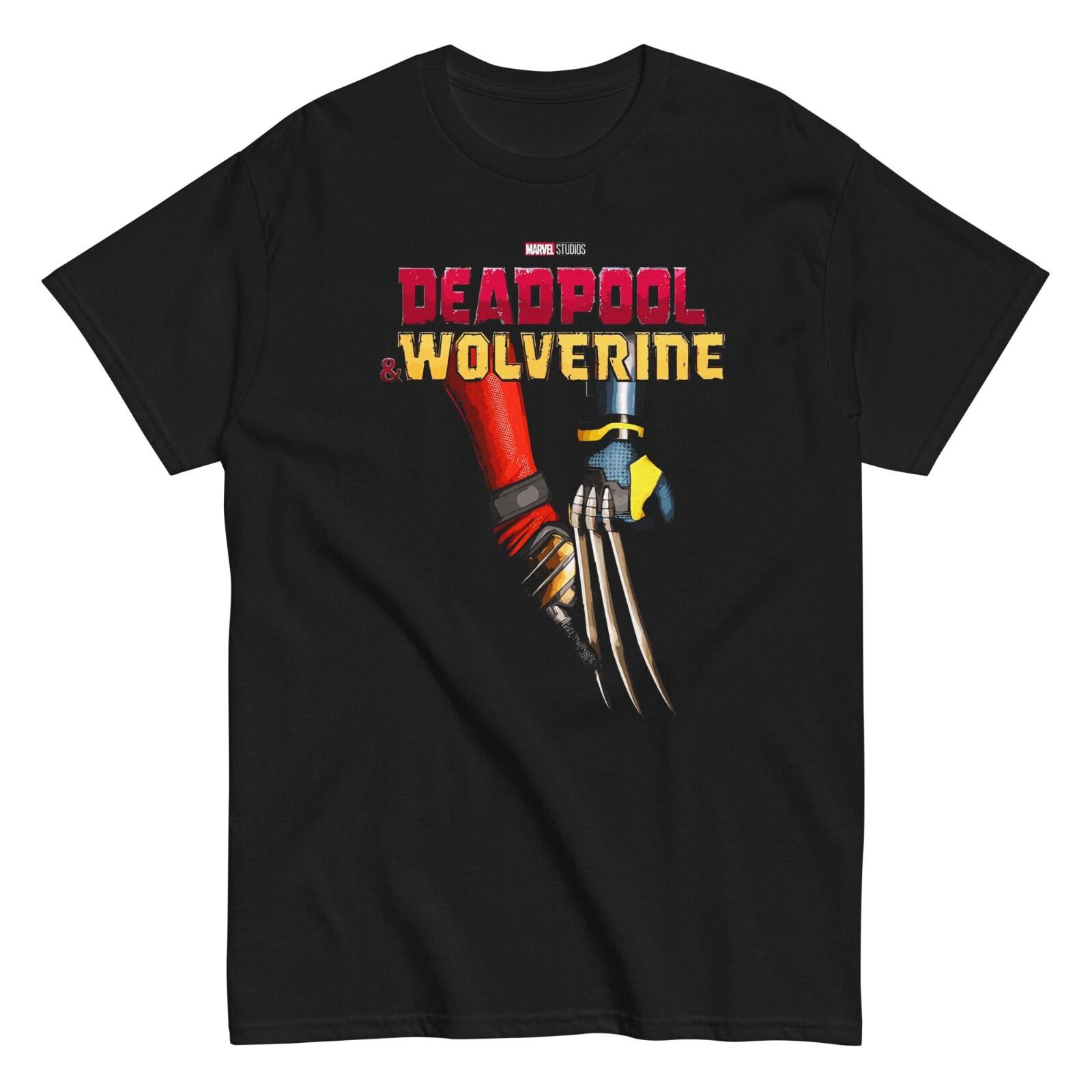 Deadpool Wolverine Holding Hands T Shirt Mens Marvel X-Men Movie New Black M