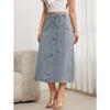 Damen S Denim Midi Rock Wickelstil Schlitz Locker Elegant Vintage