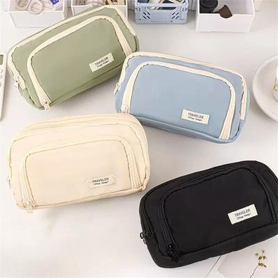 Capacity Simple Aesthetic School Cases Stationery Holder Bag Large Capacity Pen Case Pencil Bag