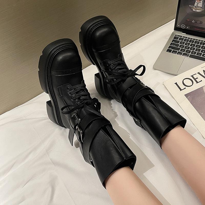 Retro British style Martin boots women's 2025 spring and summer new thick heel belt buckle short boots locomotive boots versatile single boots tide