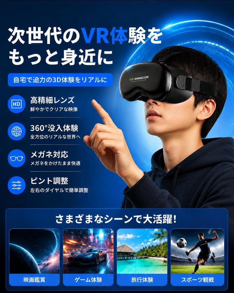 VR Goggles for VR Headset Improved Glasses Adjustable Focus and Interpupillary Aspherical Optical 3D Panoramic Experience Smartphones, [Latest Model],